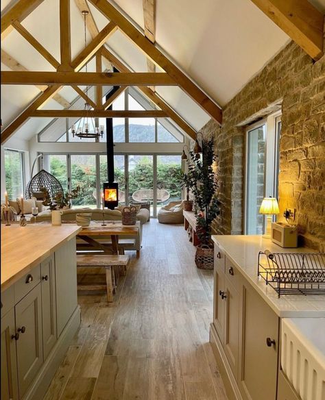 Barn Conversion Interiors, Kitchen Flooring Trends, Scottish Interiors, Barn House Interior, Oak Worktops, Scottish Homes, Have A Great Sunday, House Extension Design, Flooring Trends