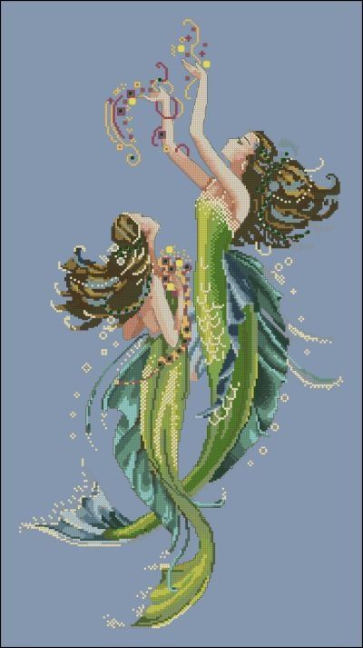 Mermaid Cross Stitch, Nora Corbett, Fantasy Cross Stitch, Fantasy Mermaids, Cross Stitch Boards, Mermaid Fairy, Your Spirit Animal, Cross Stitch Needles, Cat Cross Stitch