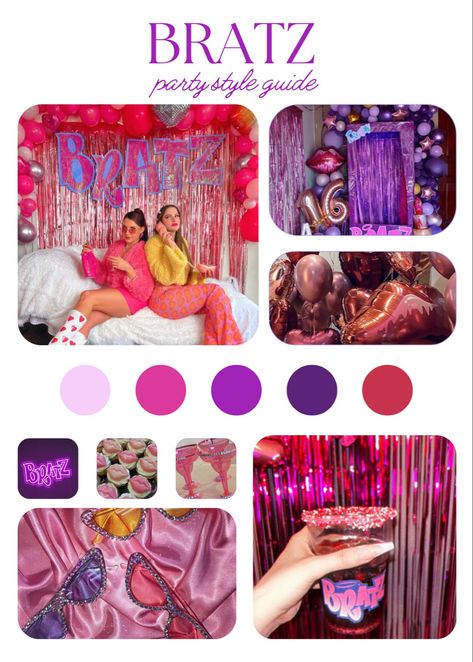 Bratz Aesthetic Decor, Bratz Birthday Party Ideas Decoration, Sleepover Adult Party, Bratz Bachelorette Party, Bratz Party Theme, Bratz Party Decorations, Bratz Themed Birthday Party, Best Y2k Outfits, Bratz Birthday Party Ideas