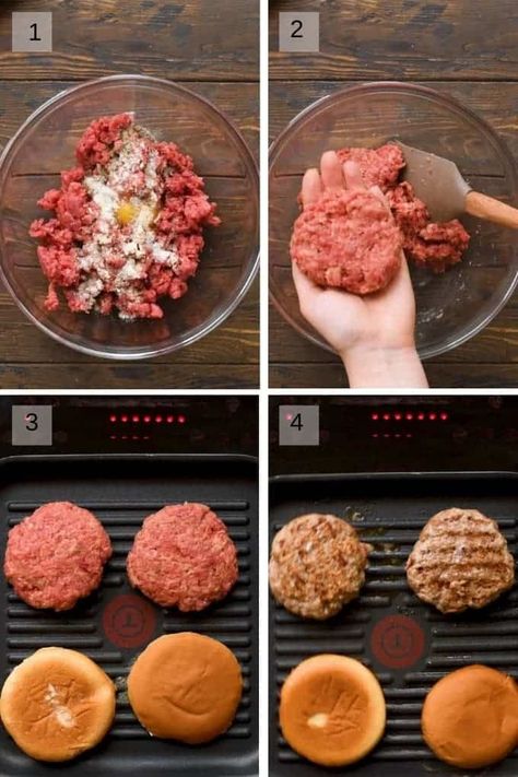 A few simple ingredients take this grilled hamburgers over the top! You will get a juicy, delicious burger that I call the BEST Hamburger Recipe around! I bet you have all these ingredients in your pantry so grab them and grill yourself a burger tonight! #hamburger #burger #grilling #grill #recipe #recipeidea #gimmesomegrilling Basic Burger Recipe, Burger Recipes Grilled, Homemade Grilled Burgers, Homemade Burgers Patties Easy, Ground Beef Burger Patties, Burger Press Recipes, Juicy Homemade Hamburgers, Hamburger Grill Recipes, Best Hamburger Patties Recipes