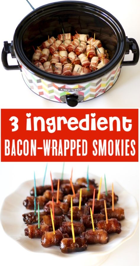 Appetizers For School Party, Snacks For Beer Tasting Party, Grab And Go Food Ideas For Party, Crock Pot Bacon Wrapped Smokies, Candied Hotdogs, Bacon Wrapped Little Smokies Crockpot, Crockpot Bacon Wrapped Smokies, Easy To Make Appetizers For Party, Bacon Wrapped Smokies Crockpot