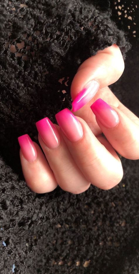 Hot Pink Nail Ombre, Pink Ambra Acrylic Nails, Hot Pink Ombre Acrylic Nails, Ombré Hot Pink Nails, Hot Pink Ombre Nails Short, Hot Pink Nails Ombre, Hot Pink Ombre Nails Coffin, Ombre Hot Pink Nails, Hot Pink Ombré Nails