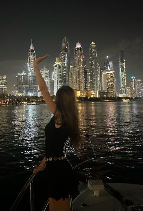 boat party - dubai marina night - yachts - city lights - burj al arab - tower - dubai - summer aesthetic - travel goals - instagram story inspiration - trendy - pretty sky - sunset - sunrise - trendy #aesthetic #burjkhalifa #dubai #summer #travel #instagram #inspiration #trendy #photography #sky #sunset #sunrise Dubai Inspo Pics, Dubai Vision Board, Sky Diving Dubai, Dubai Aesthetic Photography, Dubai Instagram Story, Dubai Marina Night, Dubai Pics, Dubai Sunset, Instagram Story Inspiration