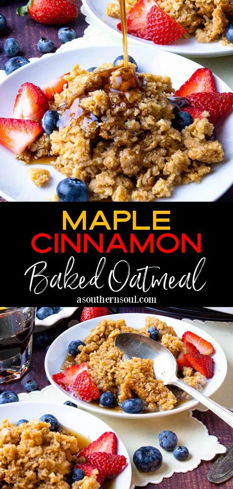 Maple Cinnamon Baked Oatmeal - A Southern Soul Cinnamon Baked Oatmeal, A Southern Soul, Breakfast Lovers, Baked Oatmeal, Oatmeal Recipes, Breakfast Brunch Recipes, Morning Food, Breakfast Dishes, Breakfast Recipes Easy