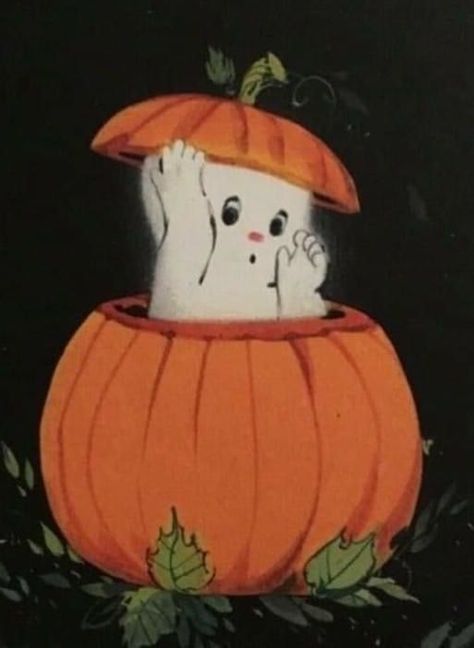 Ghost In Pumpkin, Envelope Vintage, Leaves On The Ground, Image Halloween, Season Of The Witch, Halloween Card, Fall Inspo, Halloween Images, Spooky Scary