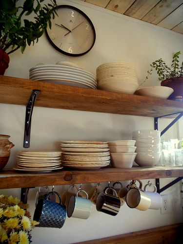 Shelves for kitchen  kitchen complete | Flickr - Photo Sharing! Bohemian House, Diy Kitchen Storage, Boho Kitchen, Upper Cabinets, Trendy Kitchen, Open Kitchen, Kitchen Shelves, Rustic Kitchen, Wood Shelves