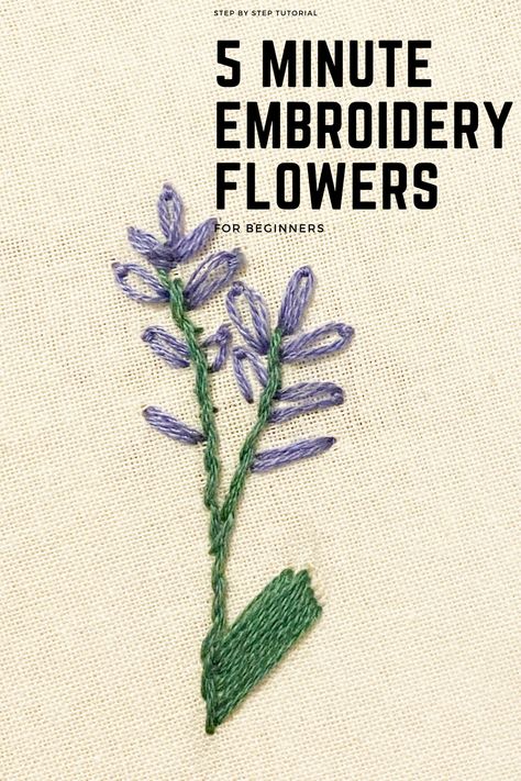 Embroidery Ideas For Beginners Flowers, Embrodery Stiching Flowers Diy, Simple Lavender Embroidery, How To Embroider Flowers Easy, How To Embroider Plants, How To Embroider Lavender, Converse Embroidery Ideas Easy, Embroidery Stitches For Flowers, Easy Embroidery For Beginners Flowers