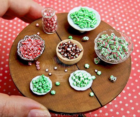 Christmas Toy Shop, Miniature Candy, Dollhouse Christmas, Sculpey Clay, Christmas Clay, Polymer Clay Diy, Polymer Clay Miniatures, Clay Food, Old Fashioned Christmas