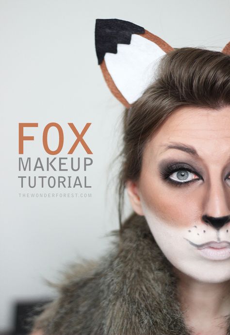 Feeling FOXY? Try this Halloween makeup tutorial! #fox #makeup #halloween Fox Makeup Halloween, Fox Makeup Tutorial, Halloween Zombie Makeup, Wonder Forest, Fox Makeup, Halloweenský Makeup, Halloween Make-up Looks, Animal Makeup, Fox Costume