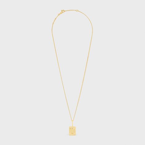 Celine Astrologie Virgo Necklace in Brass with Gold Finish - Gold - 46W896BRA.35OR | CELINE Luxury Gold Chain Necklace With Logo, Celine Id Necklace, Celine Bracelet, Celine Necklace, Luxury Gold-tone Necklace With Logo Charm, Virgo Necklace, Fragrance Bottle, Instructions Booklet, Gold Finish