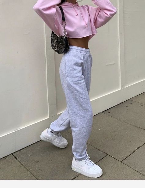 A Girl, Sweatpants, Grey, Wall, Pink, White, Tracksuit Bottoms