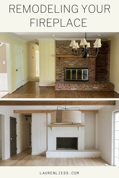 Home Renovation Ideas Before After, Remodeled 1950s Home, Starter Home Makeover, Old To Modern Renovation, Renovate Fireplace Before After, Fireplace Addition Before And After, Renovating 100 Year Old House, Remodel An Old House, House Remodeling Before And After