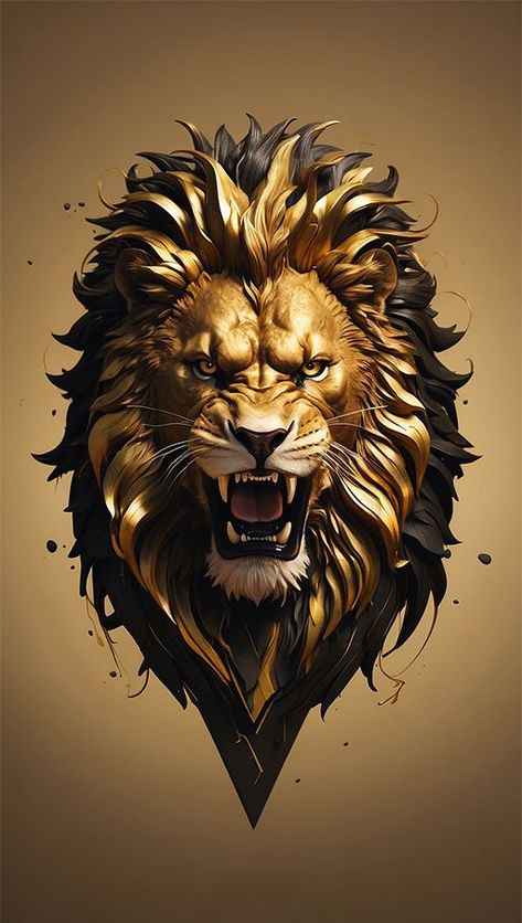 Lion Head Illustration, Gold Lion Wallpaper, Lion Vector Art, Heavy Drawing, Lion Digital Art, Lion Head Drawing, Lion Vector, Lion Head Tattoos, Lion Artwork