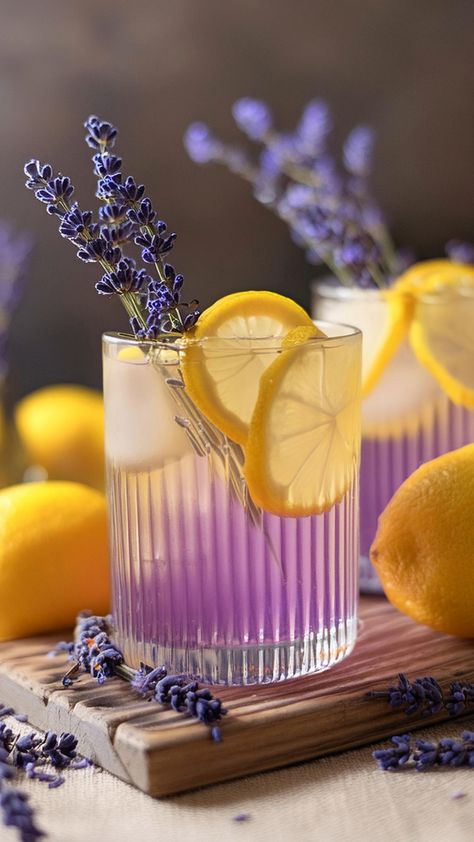 This Spring cocktail is a refreshing and floral take on the Limoncello Spritz with a homemade lavender syrup. Drinks With Flowers In Them, Cocktail With Flowers, Lavender Limoncello Cocktail, Flower Themed Cocktails, Lavender Lemonade Aesthetic, Easy Pretty Cocktails, High Tea Cocktails, Cottage Core Cocktails, Lavender French 75