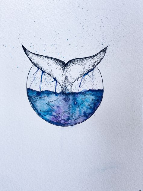 Whale tale pen ink drawing with watercolor galaxy sea. Whale Tale Illustration, Watercolor Whale Tail, Whale Tale Drawing, Whale Tail Drawing, Whale Tale Tattoo, Whale Tail Tattoo, Drawing With Watercolor, Geometric Artists, Whale Tale