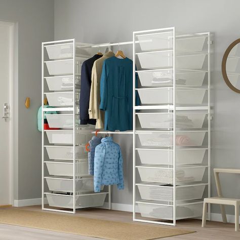 Jonaxel Ikea Hack, Ikea Jonaxel, Open Wardrobe Ideas, Clothes Rail Ikea, Ikea Closet, Wardrobe Systems, Large Wardrobes, Open Wardrobe, Ikea Website