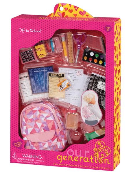 Our Generation Off to School Accessory Set - Dolls & Accessories My Life Doll Stuff, Our Generation Doll Accessories, My Life Doll Accessories, Muñeca Baby Alive, American Girl Doll Sets, Off To School, Куклы American Girl, American Girl Accessories, Barbie Doll Set