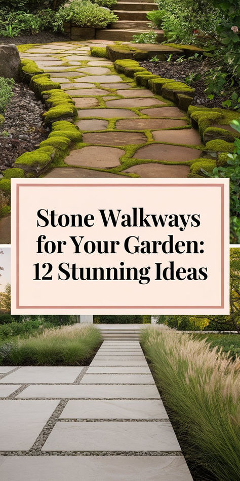 An elegant front entrance with a stunning stone walkway framed by vibrant outdoor plants. Sloped Front Yard Walkway, Flagstone Front Walkway, Diy Sidewalk Walkways, Side House Walkway, Front Walkway Ideas Landscaping, Landscape Pathway Ideas, Landscape Walkway Ideas, Stone Entryway Exterior, Pathways Ideas Walkways