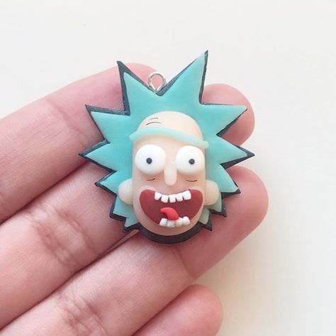 ✨ Precious | Clay Creations ✨ on Instagram: “Hello everyone, I hope you all are having a great day 😊 Here is a Rick flat back charm from Rick and Morty that was made as a Custom order…” Kawaii Ideas, Matchbox Crafts, Polymer Clay Kawaii, Diy Earrings Polymer Clay, Clay Baby, Polymer Clay Diy, Polymer Clay Jewelry Diy, Polymer Clay Animals, Cute Polymer Clay