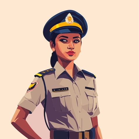 Indian women police officer illustration | Premium Vector #Freepik #vector #policeman #police-officer #cop #police Ips Officers Lady Wallpaper, Women Police Officers Female Cop, Police Woman Drawing, Police Officer Illustration, Ips Police Wallpaper, Police Painting, Girl Police Officer, Women Police Officers, Ips Officers Lady