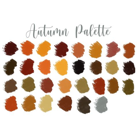 Procreate Autumn Color Palette, Procreate Fall Palette, 30 Fall Color Swatches, Procreate Palette, Procreate Color Swatches, Fall Colors #fallcolorpalette #procreatepalette #ipadpalette #fallcolors #paletteswatches #autumncolors #autumncolorpalette #orangecolorpalette Autumn Colour Pallet, Fall Color Swatches, Fall Colour Palette, Color Palette Procreate, Fall Pallets, Procreate Palette, Autumn Color Palette, Autumn Palette, Fall Palette