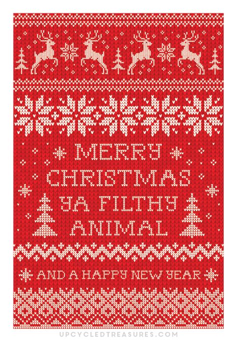 Christmas Illustration Design, Free Printable Christmas Cards, Christmas Graphic Design, Merry Christmas Ya Filthy Animal, Wrapping Paper Design, Ya Filthy Animal, New Year Designs, Filthy Animal, Free Christmas Printables