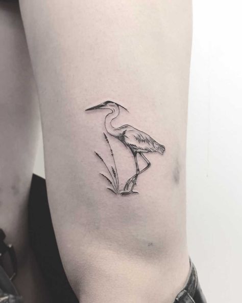 Blue Heron Tattoo, Heron Tattoo, Crane Tattoo, Heron Art, Bird Tattoos, Tiny Bird, Dream Tattoos, Nature Tattoos, Simplistic Tattoos