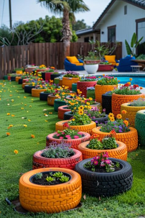 33 Creative DIY Yard Art Ideas You’ll Love To Craft 10 Backyard Project Ideas, Repurposed Landscaping Ideas, Ideas For Gardens Diy Projects, School Yard Ideas, Boho Garden Ideas Diy, Diy Yard Ideas On A Budget, Yard Makeover On A Budget, Garden Crafts Diy Yard Art, Lawn Decor Ideas