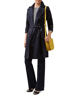 HOBBS LONDON SASKIA TRENCH COAT. #hobbslondon #cloth Hobbs Coat, Raincoat Outfit, Blue Raincoat, Hobbs London, Coat Street Style, Blue Trench Coat, Rain Jacket Women, Hooded Raincoat, Raincoats For Women