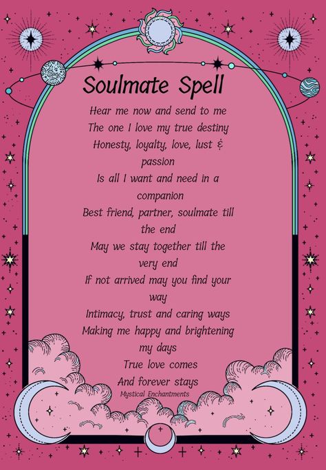 Soulmate spell Soulmate Spell, True Love Spell, Wicca Love Spell, Love Chants, Conjure Magic, Spells For Love, Witchcraft Love Spells, Manifestation Spells, Money And Success