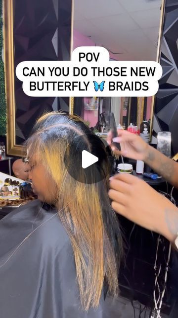 Jamie Bailey on Instagram: "These BUTTERFLY 🦋 BRAIDS ARE FIRE 🔥" Popular Braid Styles, Boho Butterfly Braids, Butterfly Braid Tutorial, Blonde Butterfly Braids, Butterfly Braids For Kids, Feed In Design Braids, 2 French Braids With Weave Curls, How To Do Butterfly Braids, Butterflies Braids