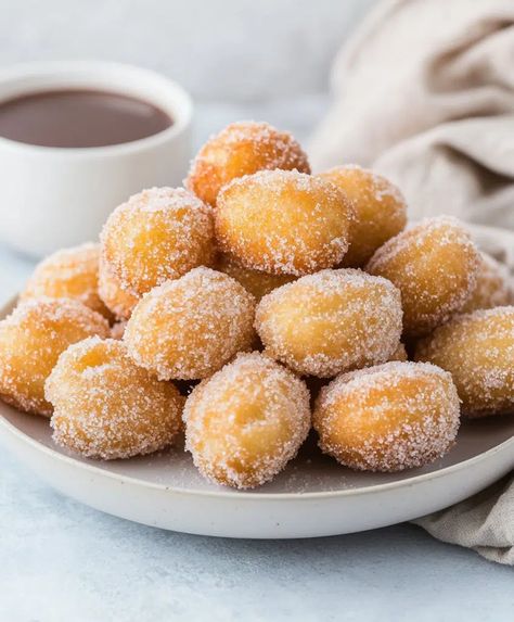 Churros Poppers Recipe - sandyrecipes.com Churros Recipe No Eggs, Easy Churros Recipe, Baked Churros, Churro Bites, Churros Recipe, Poppers Recipe, Vanilla Flavoring, Delicious Desserts, Sweet Tooth