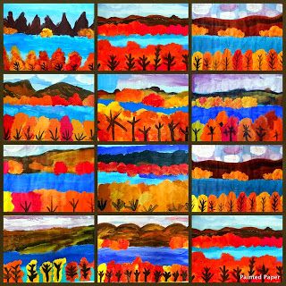 ArtMuse67: Autumn Landscape Art Project Ideas Lake George Ny, Fall Art Projects, 4th Grade Art, 3rd Grade Art, Art Cart, Art Lessons For Kids, Elementary Art Projects, Homeschool Art, Seasons Art