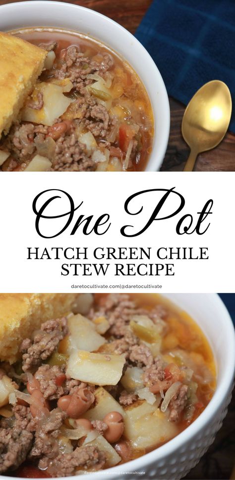 Meals With Green Chile, Green Chili Soup Crockpot Easy Recipes, Hatch Green Chile Sausage Recipes, Crockpot Green Chili Stew, Nm Green Chile Stew, Green Chili Stew Instant Pot, Green Chili Stew With Hamburger Meat, Hatch Chili Stew New Mexico, Hatch Green Chili Soup Recipes