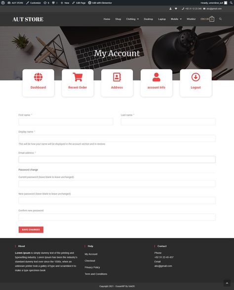 Account Page Design, My Account Page, New Password, Change Of Address, Ecommerce Website, My Account, Design Web, Page Design, First Names