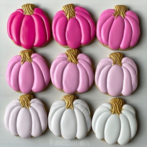 Pink Pumpkin Cookies, Cookies Decoradas, Royal Iced Cookies, Appreciate What You Have, Thanksgiving Cookies, Autumn Rose, Pink Pumpkin, Fall Cookies, Pink Pumpkins