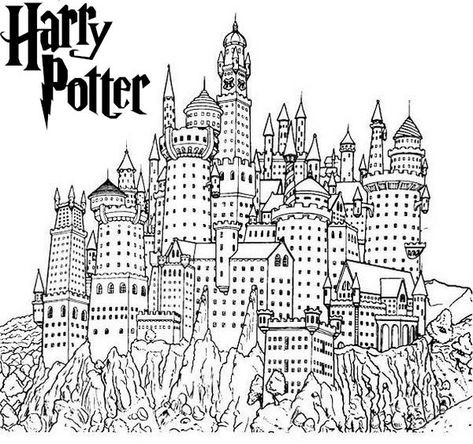 awesome harry potter hogwarts castle coloring sheet Hogwarts Castle Coloring Page, Carte Harry Potter, World Tattoos, Trendy Coloring Pages, Harry Potter Coloring Book, Harry Potter Activities, Trio Art, Harry Potter Coloring Pages, Castle Coloring Page