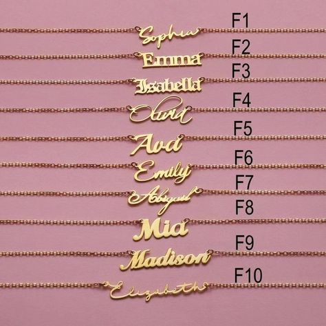 Personalised name necklaces✨ Price: Single name: ₹350 Double name: ₹500 Free shipping all India . Product Details: - 18k gold plated - Minimum 6 months warranty - Golden/silver colour options - Any name/text/ no. can be done in any language - Any font can be done, you can send reference pics also for your own design . #namenecklace #namenecklaces #namechain #namependant #customisedpendant #customisednecklace #customisedjewellery #customisedjewelry #customjewelry Boyfriend Name Necklace, Necklace Name Design, Silver Name Necklace, Name Necklace Silver, Name Necklace Gold, Name Necklaces, Gold Name Necklace, Personalized Gifts For Dad, Silver Chain Style