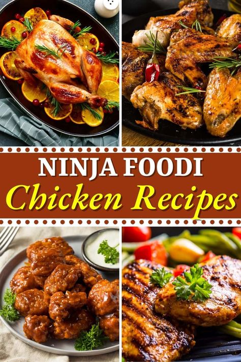 Try these easy Ninja Foodi chicken recipes for dinner, and you won't be disappointed! From roast chicken to stir-fry to chicken tenders, there are plenty of tasty dishes you can make. Ninja Slow Cooker Recipes Chicken, Chicken Recipes For Ninja Foodi, Nijia Foodie Chicken Recipes, Chicken Recipes In Ninja Foodi, Ninja Dinner Recipes, Ninja Grill Chicken Recipes, Ni Ja Foodie Recipes, Ninja Chicken Recipes, Ninja Foodi Chicken Breast Recipes