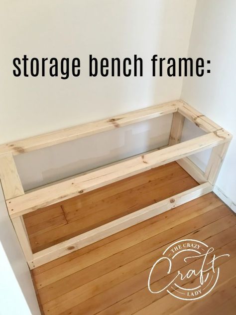 How to Build a Dormer Window Storage Bench - The Crazy Craft Lady Seating And Storage Bench, Balcony Bench With Storage, Diy Seating Bench With Storage, Diy Built In Seating, Built In Entry Bench With Storage, Diy Bench With Cubbies, Diy Cube Bench, Closet Bench With Storage, Build Mudroom Bench