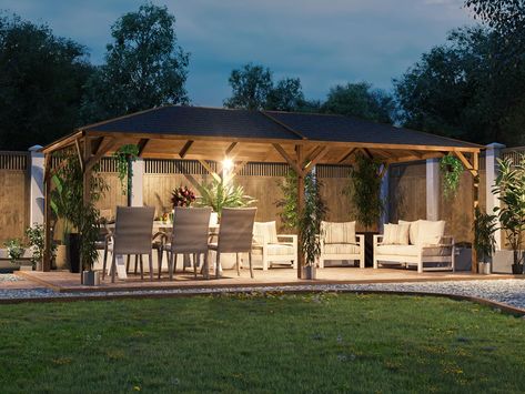 Dunster House, Corner Gazebo, Small Garden Office, Wooden Garden Gazebo, Small Summer House, Garden Office Shed, Corner Sheds, Corner Log Cabins, Relaxation Space