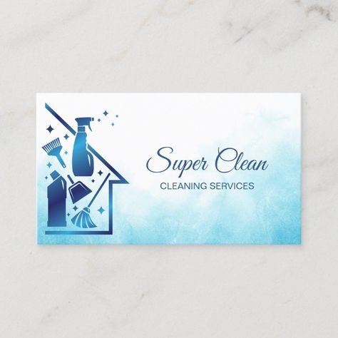 Maid Cleaning House professional Cleaning Services Business Card  Zazzle Cleaning Service Business Cards, Maid Cleaning, Blue Template, Laundry Business, Business Cards Layout, Qr Code Business Card, Cleaning Business Cards, Cleaning House, Cleaning Logo