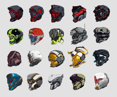 ArtStation - Helmets Mecha Art Illustrations, Sci-fi Helmet, Robot Design Sketch, Sci Fi Character Design, Futuristic Helmet, Helmet Concept, Cyberpunk Aesthetic, Cyberpunk Character, Gundam Art