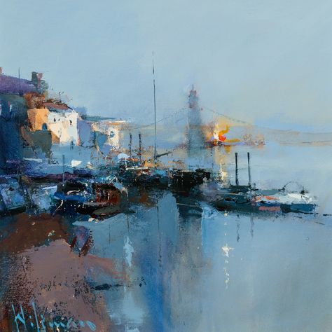 Palet Project, Acrylic Realism, Mark Lague, Peter Wileman, Watercolor Boat, Acrylic Painting Inspiration, Canadian Painters, Water Reflection, Contemporary Landscape Painting