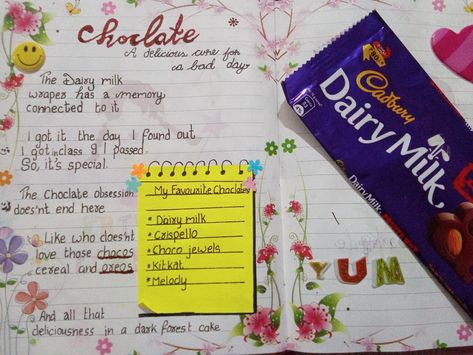 You can use any fairly flat object to the page that has a memory connected to it (P.S sorry for the bad handwriting) Chocolate Journal Ideas, Dairy Front Page Design, Memory Diary, Islamic Journaling, Bad Handwriting, Love Dairy, Beginner Scrapbooking, Friends Journal, Diy Photo Book