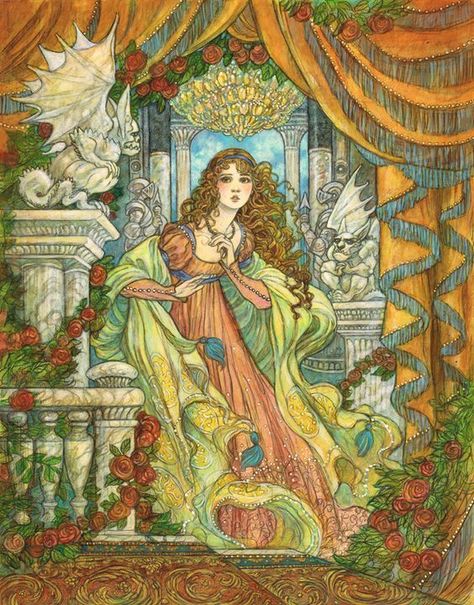 Beauty Crept Inside by Rebecca Guay Beauty and the Beast Beauty And The Beast Illustration, Rebecca Guay, Beast Illustration, Fairy Tales Artwork, Illustration Journal, Dark Fairytale, Book Illustration Art, Fairytale Art, Beautiful Fairies