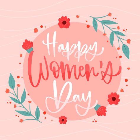 Happy women's day lettering Free Vector | Free Vector #Freepik #freevector #woman #typography #leaves #celebration Happy Woman Day Design, Woman Typography, Happy Birthday Cards Images, International Womens Day Poster, Birthday Cards Images, Birthday Wishes For Kids, Print Design Template, Happy Woman Day, Lettering Download