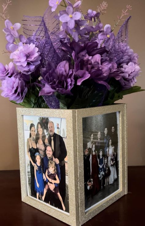 Frame Centerpiece Ideas, Picture Frame Centerpiece Ideas, Picture Frame Centerpiece, Family Reunion Centerpieces, Family Reunion Ideas, Reunion Centerpieces, Ribbon Flowers Bouquet, Tree Family, Reunion Ideas