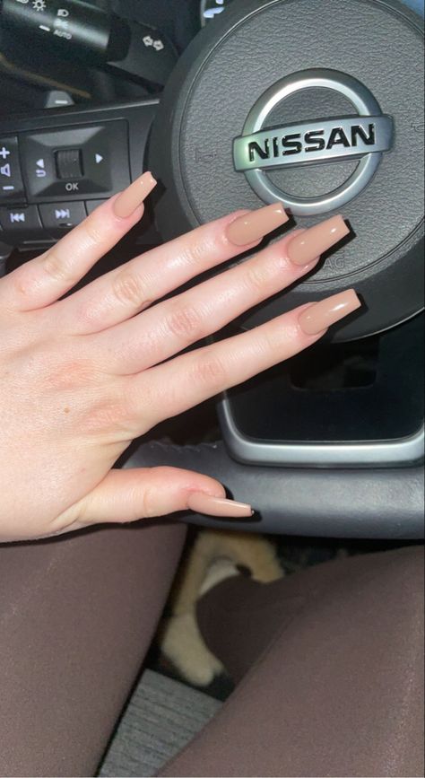 Beige Nails Square, Light Brown Square Nails, Light Beige Nails, Light Brown Nails, Gel Ideas, Beige Nail, Tan Nails, Acrylic Nails Nude, Light Nails