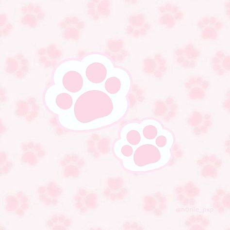 Pink Paw Background, Kawaii Puppy Wallpaper, Kawaiicore Wallpaper, Paw Background, Bunny Paws, Paw Drawing, Pink Paw Print, Memo Pad Design, Kawaii Background